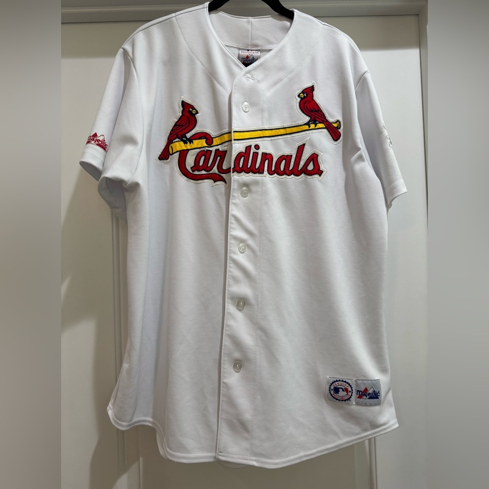 Majestic White Baseball Jersey with Cardinal Logo